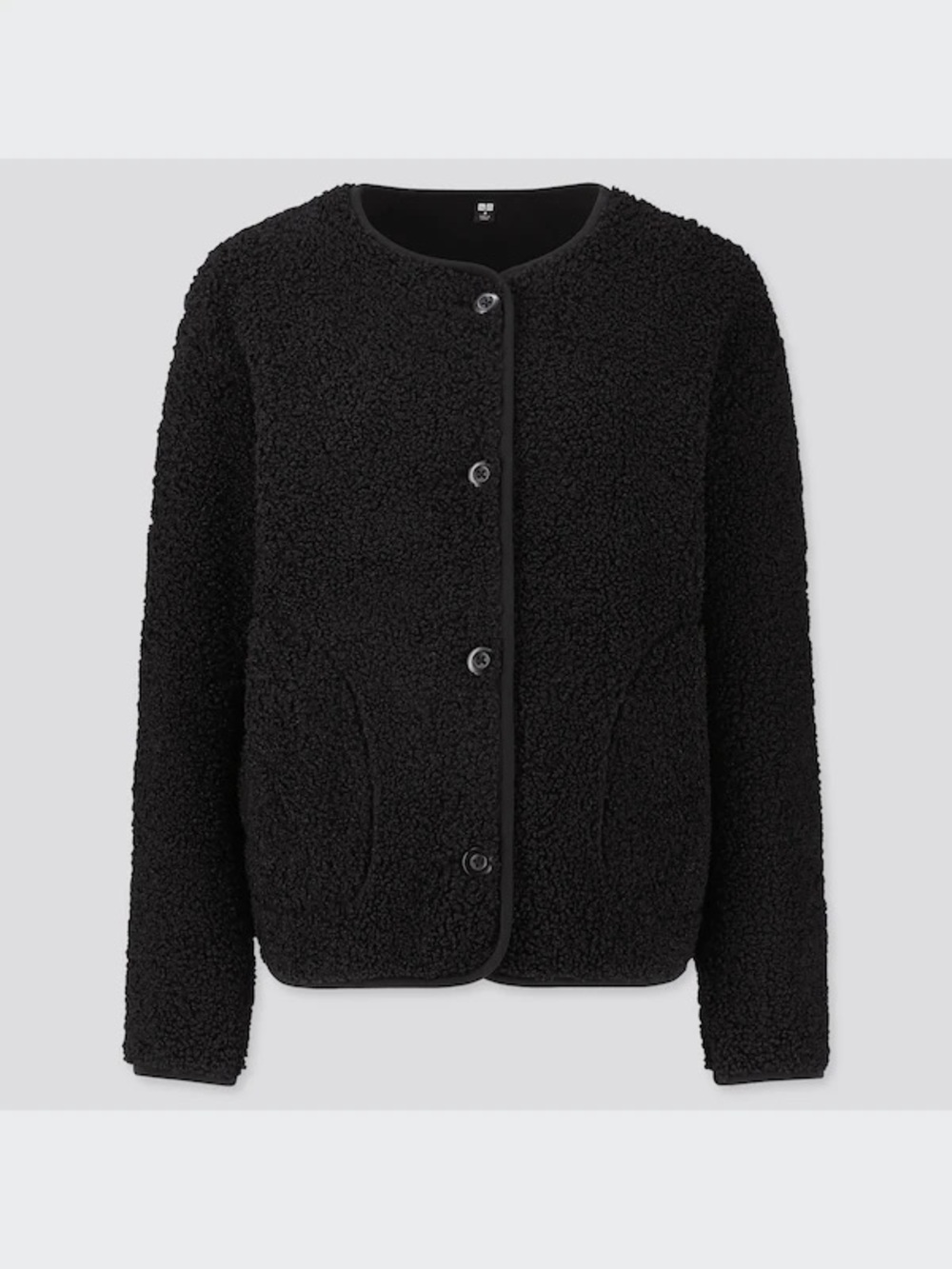 Uniqlo Black Sherpa Button-Up Jacket